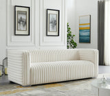 Ravish Velvet Sofa - Elegant Contemporary Design with Deep Channel Tufting & Stylish Metal Legs
