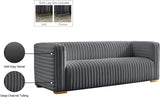 Ravish Velvet Sofa - Elegant Contemporary Design with Deep Channel Tufting & Stylish Metal Legs