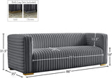 Ravish Velvet Sofa - Elegant Contemporary Design with Deep Channel Tufting & Stylish Metal Legs