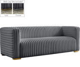 Ravish Velvet Sofa - Elegant Contemporary Design with Deep Channel Tufting & Stylish Metal Legs