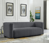 Ravish Velvet Sofa - Elegant Contemporary Design with Deep Channel Tufting & Stylish Metal Legs