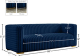 Ravish Velvet Sofa - Elegant Contemporary Design with Deep Channel Tufting & Stylish Metal Legs