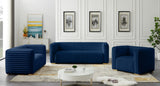 Ravish Velvet Sofa - Elegant Contemporary Design with Deep Channel Tufting & Stylish Metal Legs