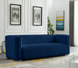 Ravish Velvet Sofa - Elegant Contemporary Design with Deep Channel Tufting & Stylish Metal Legs