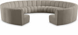Infinity Boucle Fabric Modern 11pc. Modular Sectional Sofa with Deep Channel Tufting Design
