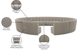 Infinity Boucle Fabric 12pc Modular Sectional Sofa with Deep Channel Tufting for Modern Living