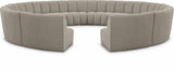 Infinity Boucle Fabric 12pc Modular Sectional Sofa with Deep Channel Tufting for Modern Living