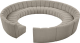 Infinity Boucle Fabric 12pc Modular Sectional Sofa with Deep Channel Tufting for Modern Living