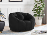 Elijah Contemporary Boucle Fabric Chair with Deep Channel Tufting and Accent Pillow for Comfort