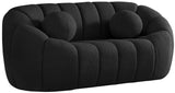 Elijah Contemporary Loveseat with Deep Channel Tufting and Accent Pillow for Ultimate Comfort