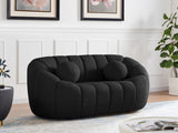 Elijah Contemporary Loveseat with Deep Channel Tufting and Accent Pillow for Ultimate Comfort
