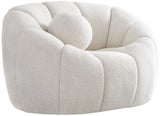 Elijah Contemporary Boucle Fabric Chair with Deep Channel Tufting and Accent Pillow for Comfort