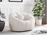 Elijah Contemporary Boucle Fabric Chair with Deep Channel Tufting and Accent Pillow for Comfort