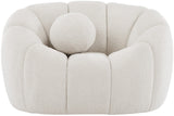 Elijah Contemporary Boucle Fabric Chair with Deep Channel Tufting and Accent Pillow for Comfort