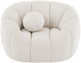 Elijah Contemporary Boucle Fabric Chair with Deep Channel Tufting and Accent Pillow for Comfort