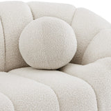 Elijah Contemporary Boucle Fabric Chair with Deep Channel Tufting and Accent Pillow for Comfort