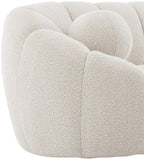 Elijah Contemporary Boucle Fabric Chair with Deep Channel Tufting and Accent Pillow for Comfort