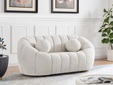Elijah Contemporary Loveseat with Deep Channel Tufting and Accent Pillow for Ultimate Comfort