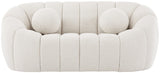 Elijah Contemporary Loveseat with Deep Channel Tufting and Accent Pillow for Ultimate Comfort