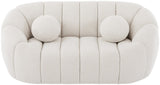 Elijah Contemporary Loveseat with Deep Channel Tufting and Accent Pillow for Ultimate Comfort
