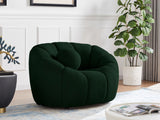 Elijah Contemporary Boucle Fabric Chair with Deep Channel Tufting and Accent Pillow for Comfort