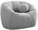 Elijah Contemporary Boucle Fabric Chair with Deep Channel Tufting and Accent Pillow for Comfort