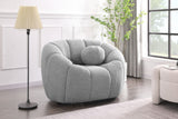 Elijah Contemporary Boucle Fabric Chair with Deep Channel Tufting and Accent Pillow for Comfort