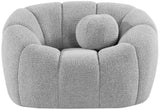 Elijah Contemporary Boucle Fabric Chair with Deep Channel Tufting and Accent Pillow for Comfort
