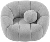 Elijah Contemporary Boucle Fabric Chair with Deep Channel Tufting and Accent Pillow for Comfort