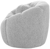 Elijah Contemporary Boucle Fabric Chair with Deep Channel Tufting and Accent Pillow for Comfort
