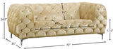 Mercer Contemporary Loveseat – Elegant Velvet Seating with Modern Design and Chrome Accents for Style