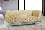 Mercer Contemporary Loveseat – Elegant Velvet Seating with Modern Design and Chrome Accents for Style