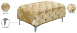 Mercer Modern Velvet Ottoman – Elegant Plush Seating with Chrome Legs for Stylish Living Spaces