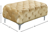 Mercer Modern Velvet Ottoman – Elegant Plush Seating with Chrome Legs for Stylish Living Spaces