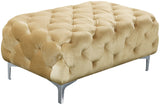Mercer Modern Velvet Ottoman – Elegant Plush Seating with Chrome Legs for Stylish Living Spaces