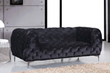 Mercer Contemporary Loveseat – Elegant Velvet Seating with Modern Design and Chrome Accents for Style