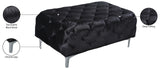 Mercer Modern Velvet Ottoman – Elegant Plush Seating with Chrome Legs for Stylish Living Spaces