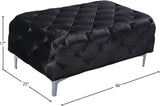 Mercer Modern Velvet Ottoman – Elegant Plush Seating with Chrome Legs for Stylish Living Spaces