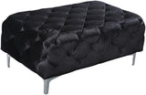 Mercer Modern Velvet Ottoman – Elegant Plush Seating with Chrome Legs for Stylish Living Spaces