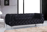 Mercer Plush Contemporary Sofa - Elegant Velvet Design with Modern Tufting and Chrome Legs for Style