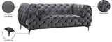 Mercer Contemporary Loveseat – Elegant Velvet Seating with Modern Design and Chrome Accents for Style