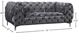 Mercer Contemporary Loveseat – Elegant Velvet Seating with Modern Design and Chrome Accents for Style