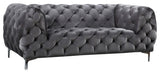 Mercer Contemporary Loveseat – Elegant Velvet Seating with Modern Design and Chrome Accents for Style