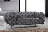 Mercer Contemporary Loveseat – Elegant Velvet Seating with Modern Design and Chrome Accents for Style