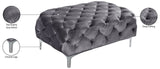 Mercer Modern Velvet Ottoman – Elegant Plush Seating with Chrome Legs for Stylish Living Spaces