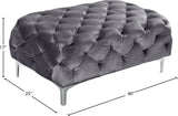 Mercer Modern Velvet Ottoman – Elegant Plush Seating with Chrome Legs for Stylish Living Spaces