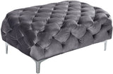 Mercer Modern Velvet Ottoman – Elegant Plush Seating with Chrome Legs for Stylish Living Spaces