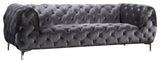 Mercer Plush Contemporary Sofa - Elegant Velvet Design with Modern Tufting and Chrome Legs for Style