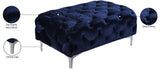 Mercer Modern Velvet Ottoman – Elegant Plush Seating with Chrome Legs for Stylish Living Spaces
