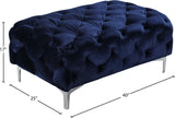Mercer Modern Velvet Ottoman – Elegant Plush Seating with Chrome Legs for Stylish Living Spaces